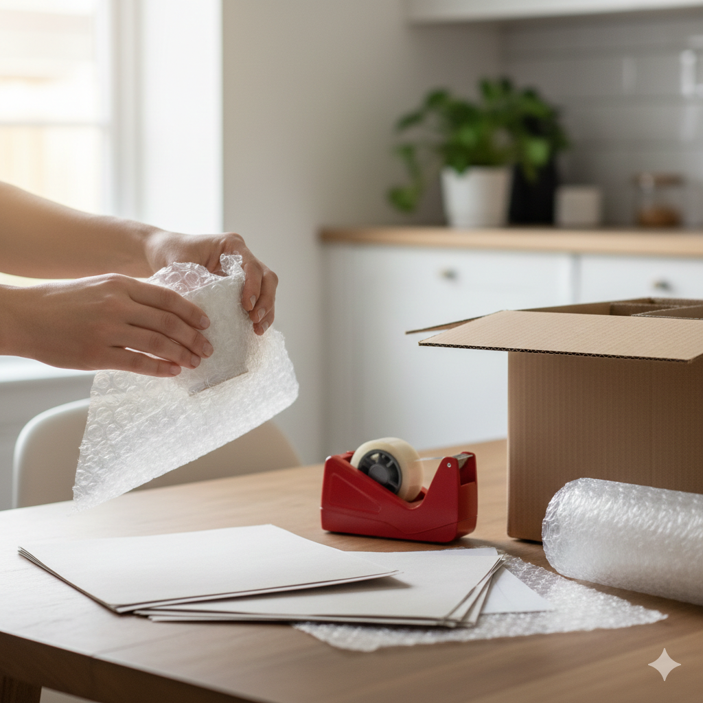 wrapping fragile kitchenware